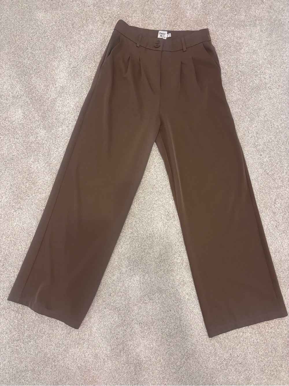 Princess Polly Brown Wide-Leg Pleated Pants